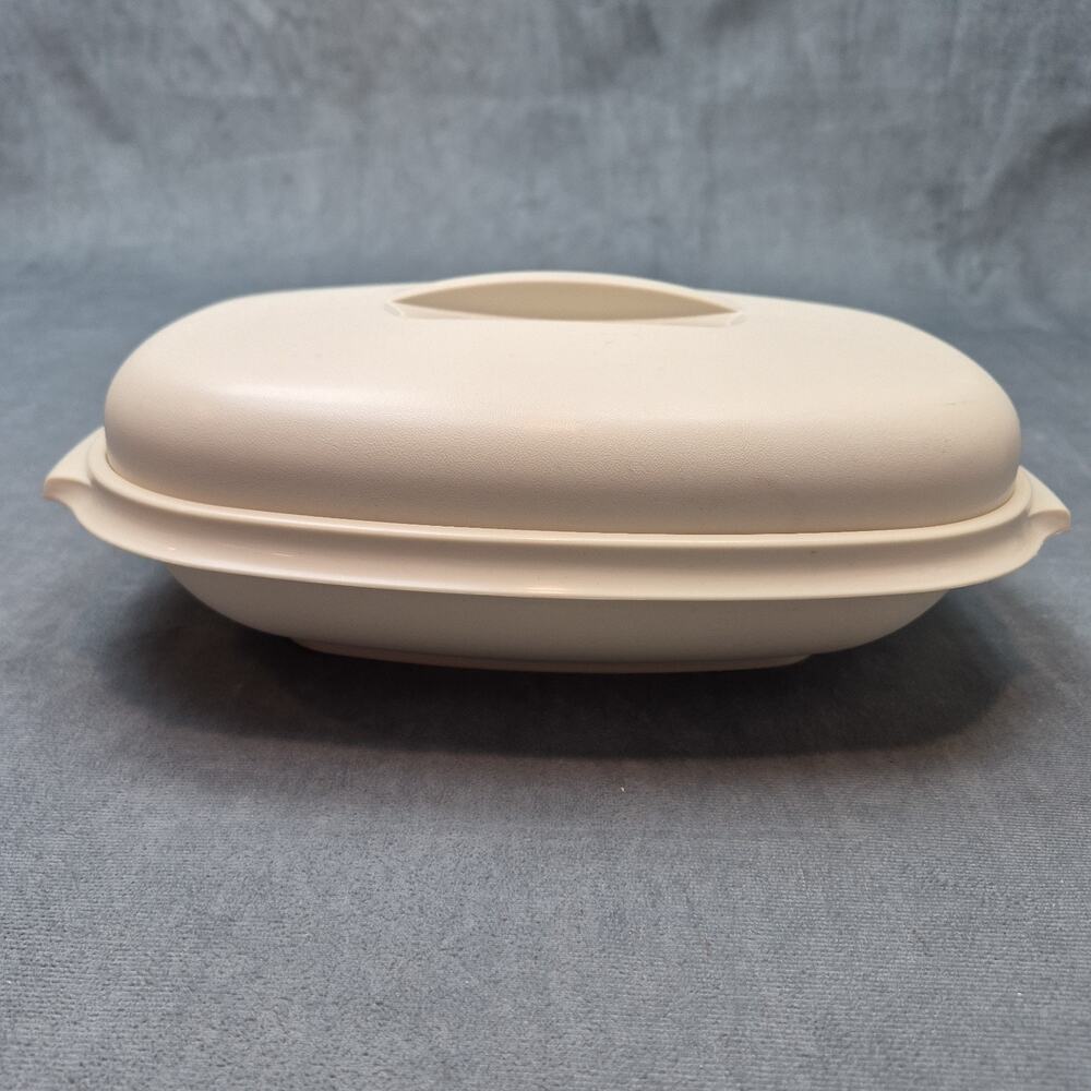 Vintage Tupperware Microwave Steamer Set #1273 Almond Color 3 Piece Complete Set
